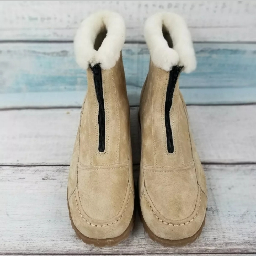 Propet Women's Tan Suede Side Zip Ankle Boots 9 - Picture 3 of 7